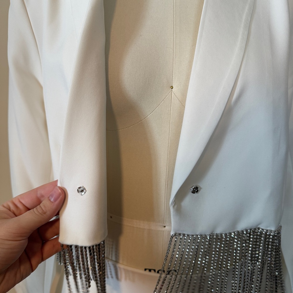 Gianni Bini White Rhinestone Fringe Two Piece Set - Picture 11 of 14